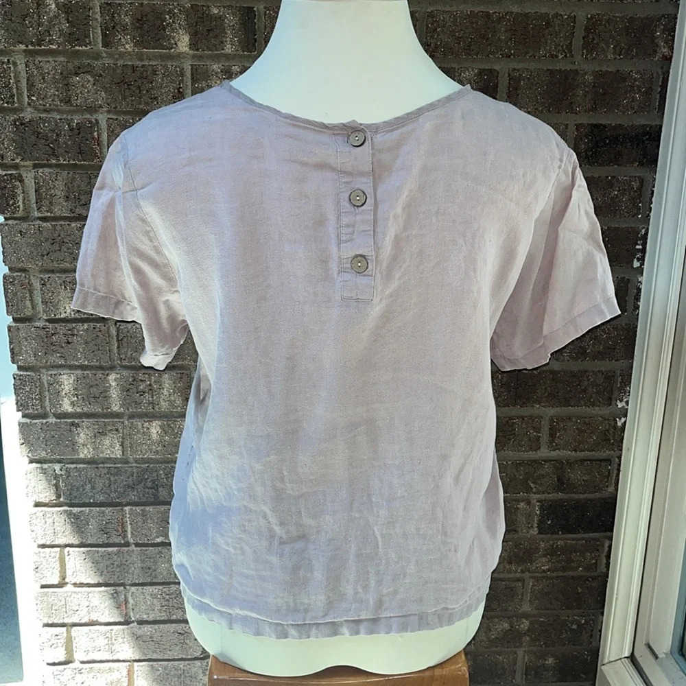 Rachel Zoe 100% Linen Short Sleeve top with botton back and tie front size XL - Picture 4 of 11